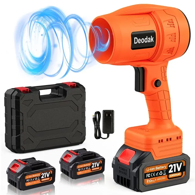 Soffiatore Elettrico per Foglie 21V 130 MPH, 420 CFM, 2 Batterie 4000 mAh, Senza Fili, per Giardino, Auto e Pulizia