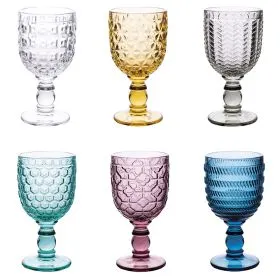 Set 6 calici 310 ml in vetro colorato, Geometrie
