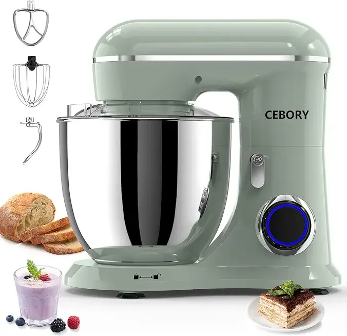 3-IN-1 Electric Stand Mixer, 6.5QT Bowl 660W 10-Speed Kitchen Mixer, Household Food Mixers include Dough Hook, Beater and Whisk, Bread Cake Mixer for Baking and Most Home Cooks, Green
