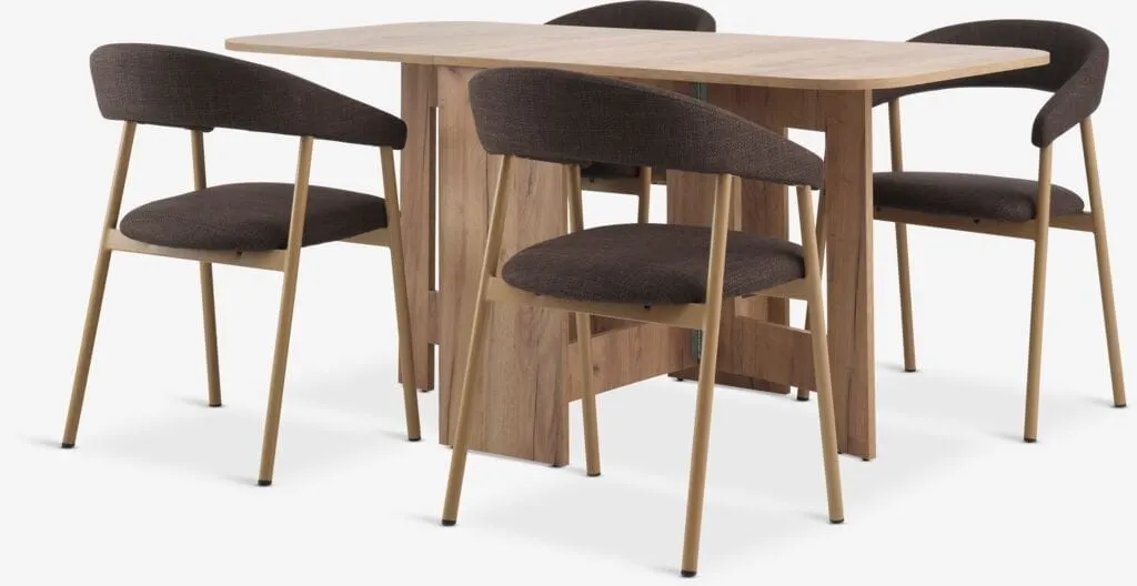 ALLING Tavolo L100/163 rovere caldo + 4 EJSING marrone scuro
