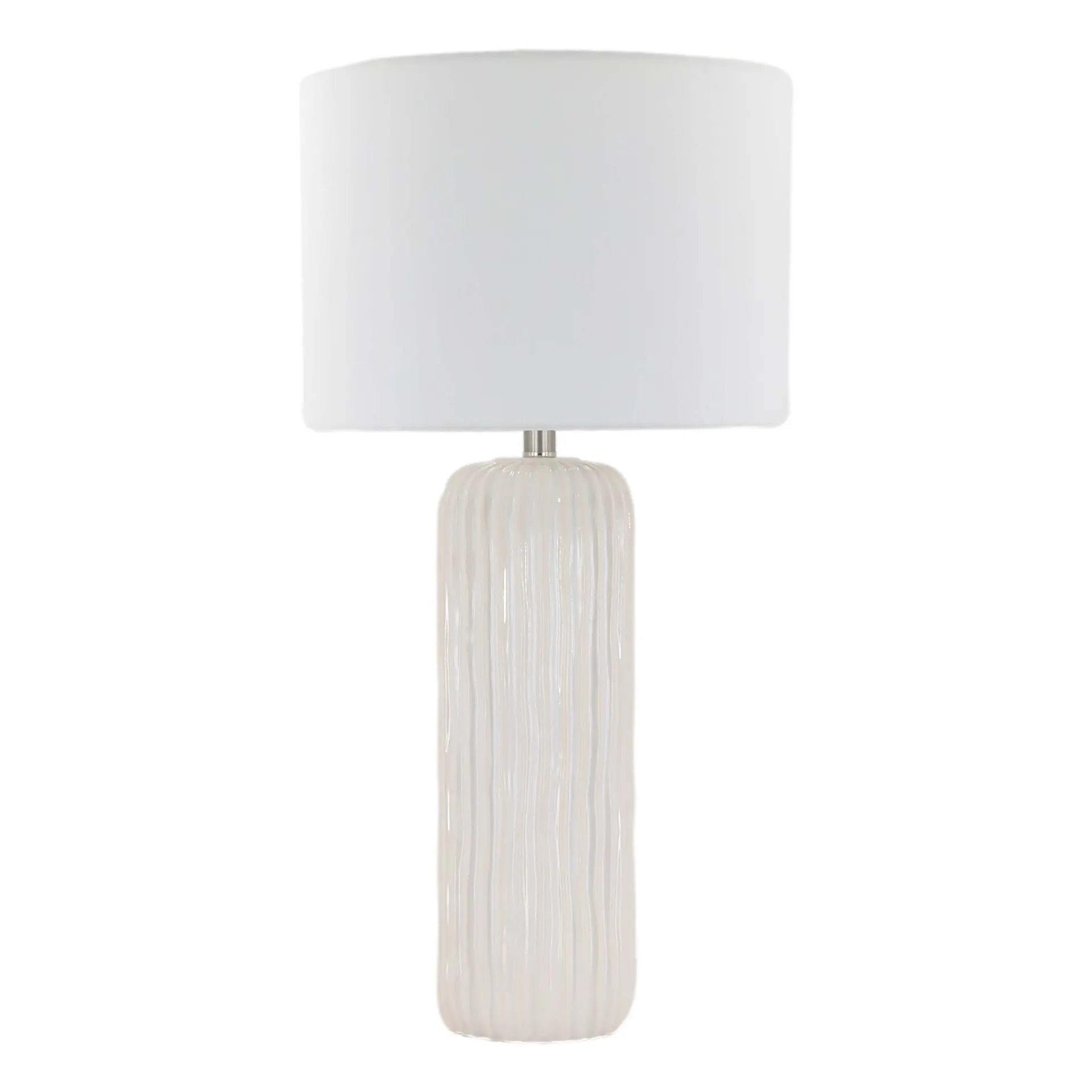 29.25-in Cream Glaze LED Rotary socket Table Lamp with Linen Shade