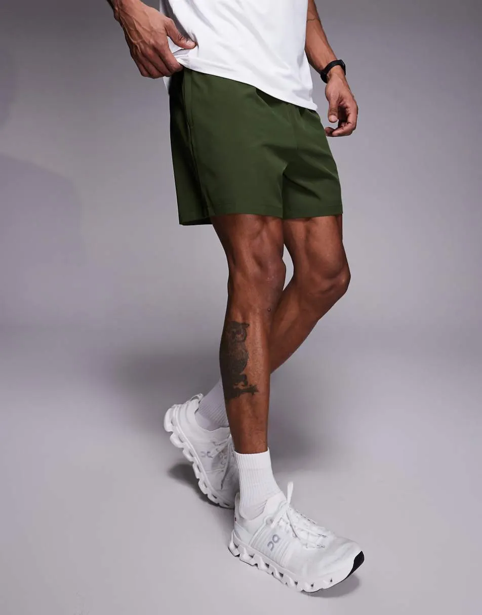 4505 Icon 5 inch quick dry training shorts with zip pockets in khaki