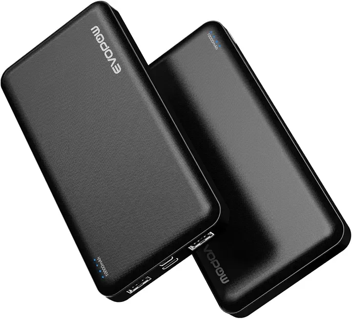 2 Pack Portable Charger, 10000mAh Power Bank, Travel Battery Pack | Flight-Safe, Slim, 3 Outputs 2 Inputs, 37Wh, for iPhone Samsung Android Camping Backpack and Heated Vest etc, Black&Black
