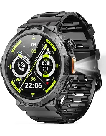 Smart Watches for Men (Answer/Make Call), 1.53" HD Military Smartwatch, 50+ Days Extra-Long Battery Life Fitness Tracker, Flashlight/110+Sports/Heart Rate/Sleep Monitor/IP68 Waterproof Android iOS