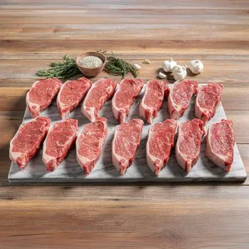 Great Southern Grass Fed Beef, ABF NY Strip CC Steak,(14/12 Oz. Per Steak), 14 Total Packs, 10.5 Lbs. Total