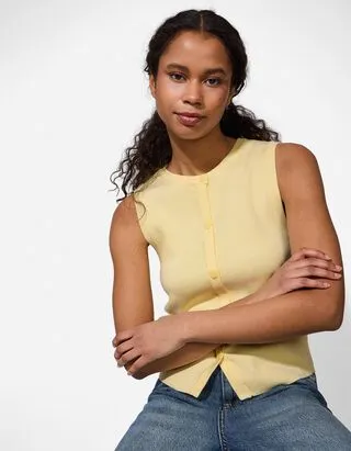 Top in maglia - Abbottonatura - Giallo chiaro