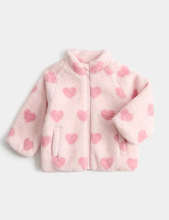 Jacke aus Borg mit Herzprint (0–5 Jahre)