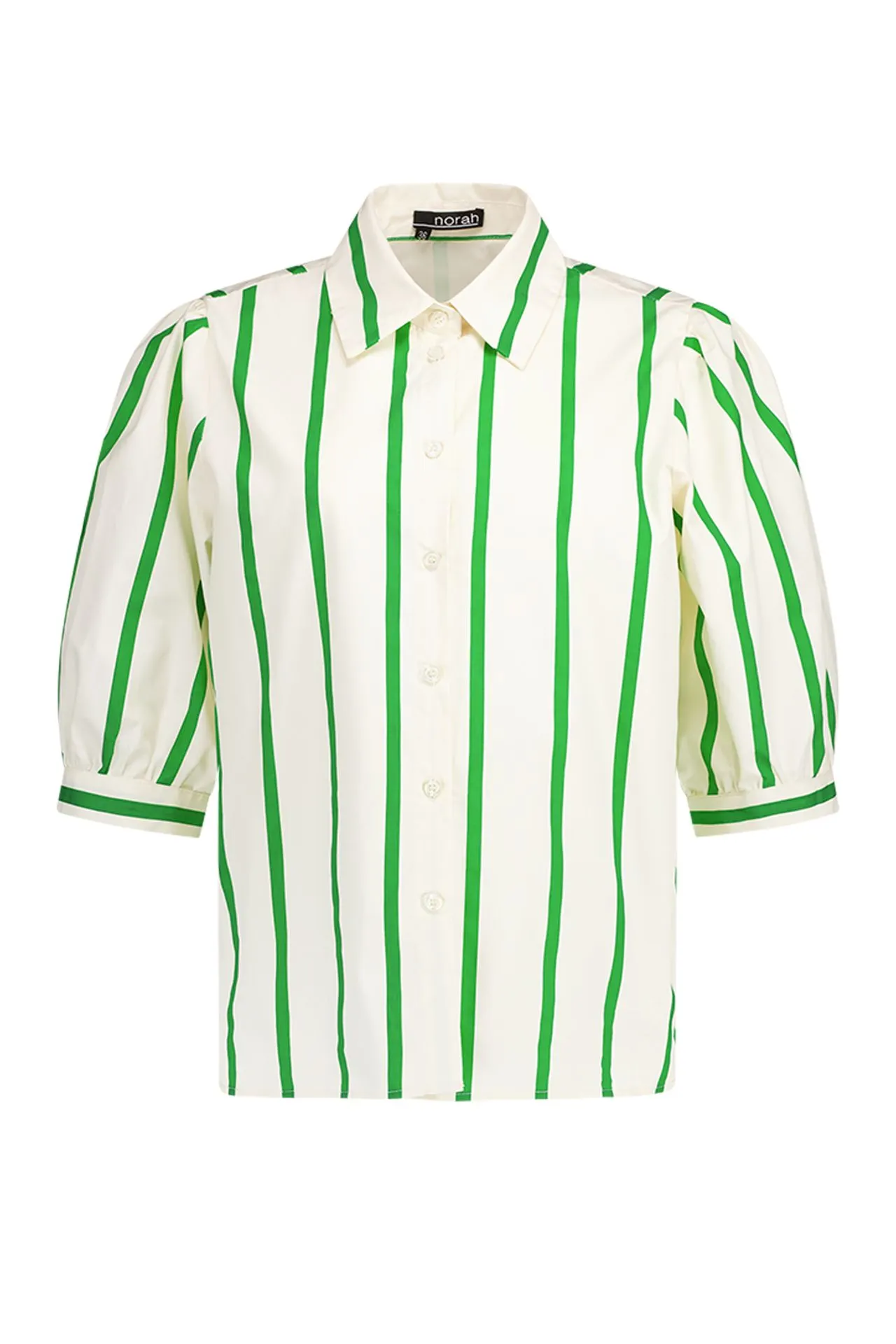 Gestreepte ecru/groene blouse