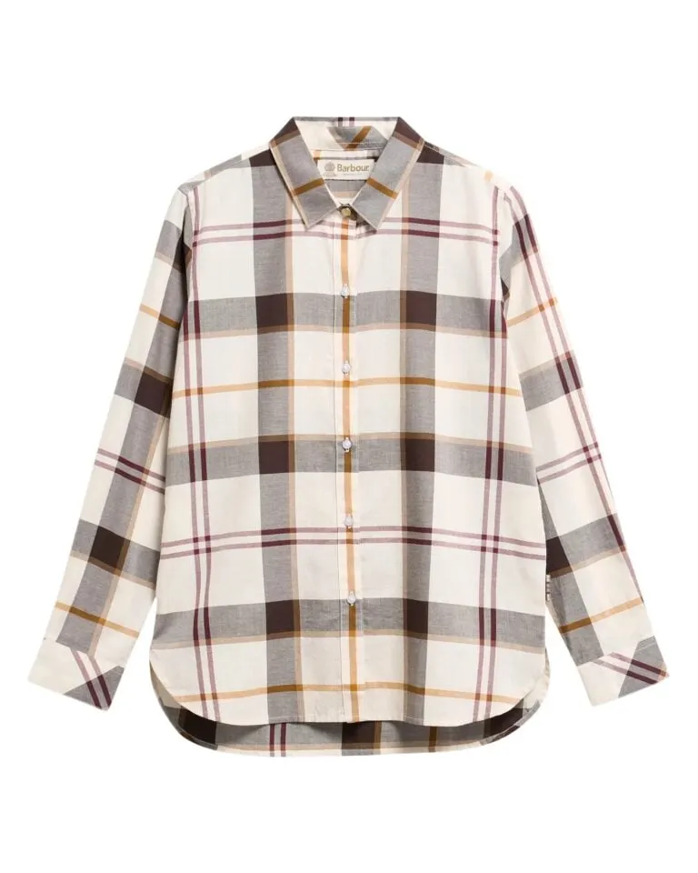 Moorland Relaxed Long Sleeved Shirt - Ecru Muted Tartan