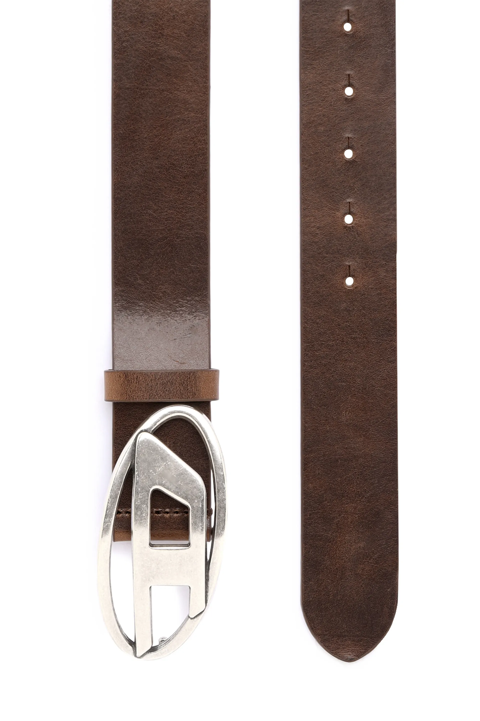 3.9cm leather belt with D buckle