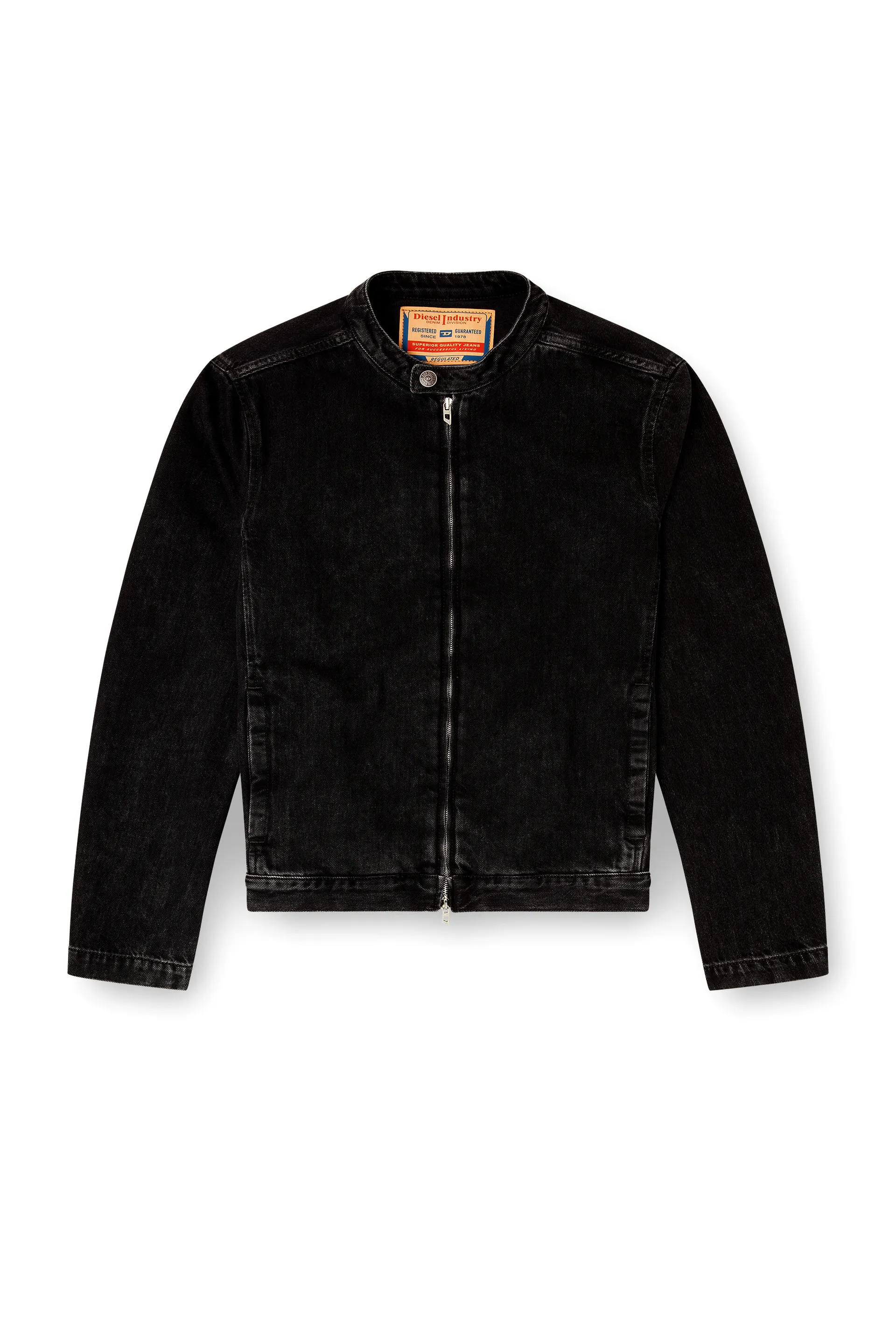 Moto jacket in clean-wash denim