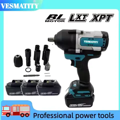 Cordless Electric Impact Wrench High Torque Driver With Socket Set For Automotive & Construction For 18V-20VBattery