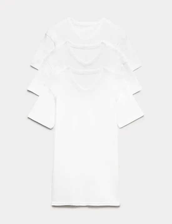 3er-Pack T-Shirts aus reiner Baumwolle mit V-Ausschnitt