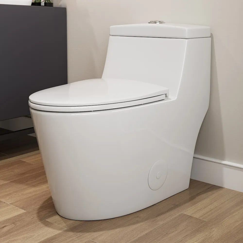 HOROW 1-Piece 1.06/1.59 GPF Dual Flush Elongated Toilet in White, Seat Included
