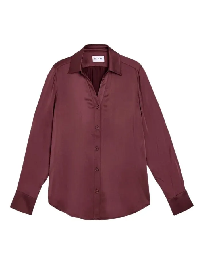 Open Neck Silk Stretch Shirt - Rød