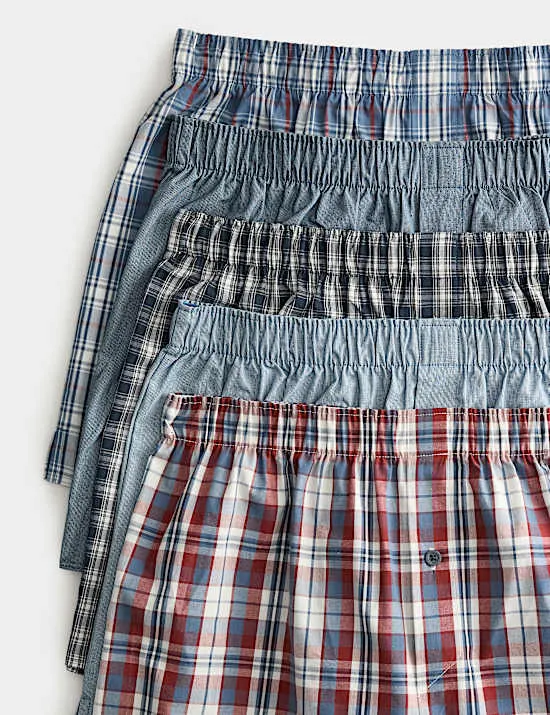5er-Pack gewebte Boxershorts aus reiner Baumwolle