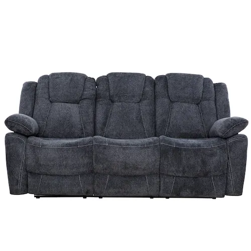 Malcolm 80 in. Upholstered Manual Reclining Sofa with Pull Handle in Dark Grey