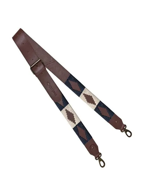 Standard Width Brown Leather Strap with Navy and Cream Stitching