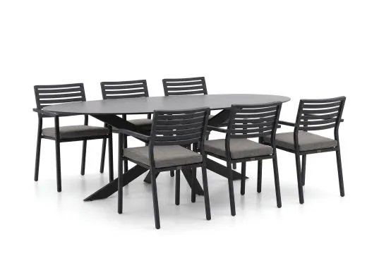 Bellagio Rumo/Furato ellips 200cm dining tuinset 7-delig stapelbaar