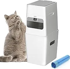 GKJ Cat Litter Box Waste Disposal System for Odor Control Cat Litter Trash Can | Includes 1 roll of 16 Easy Tear-Off Bags | Diaper Trash Can GKJ Cat Litter Box Waste Disposal Syste…