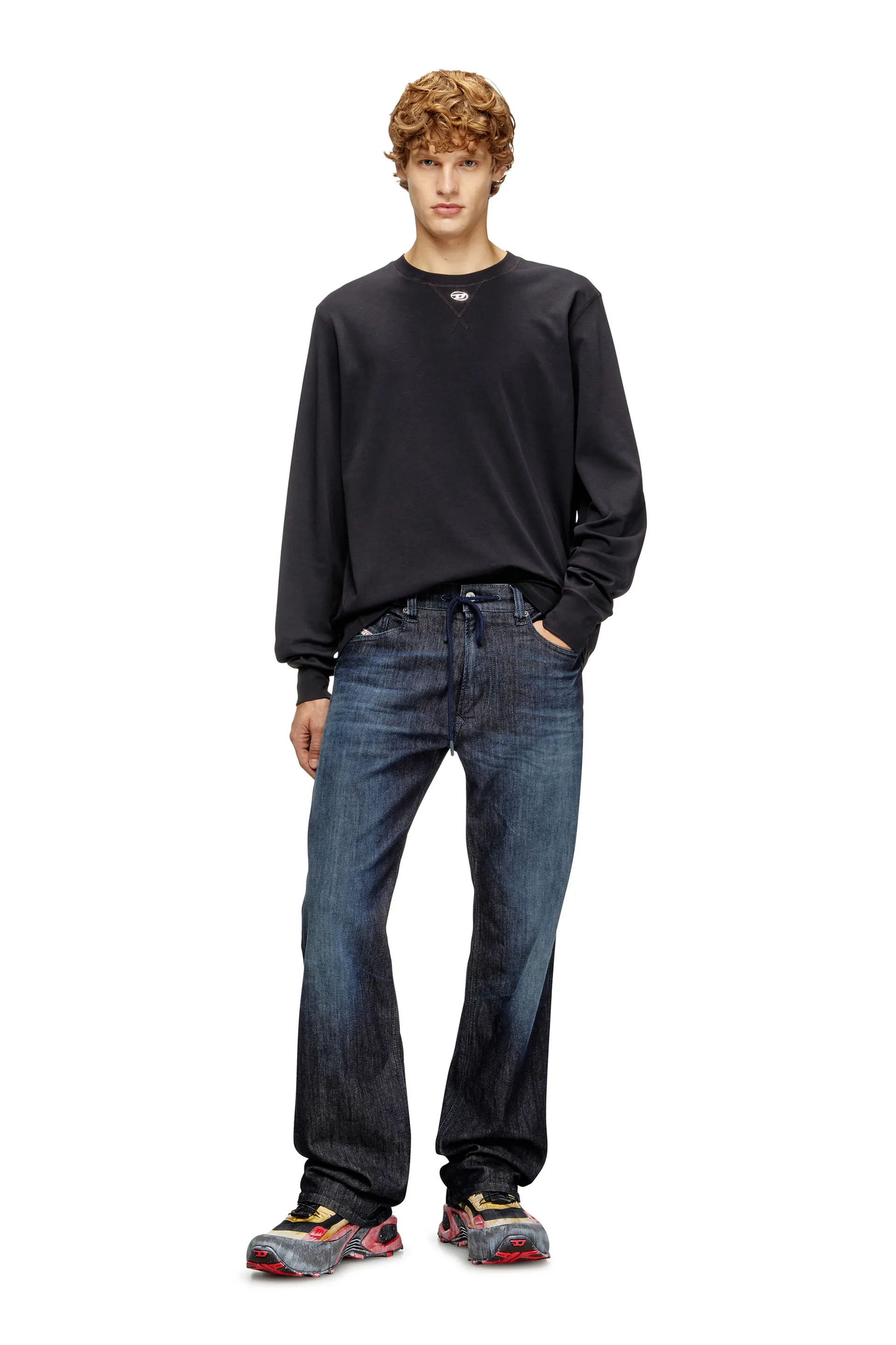 Cotton long-sleeve T-shirt with Oval D