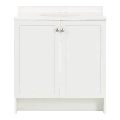 Clearmont 30.5-inch W x 16.75-inch D Bathroom Vanity in White With Cultured Marble Sink Top
