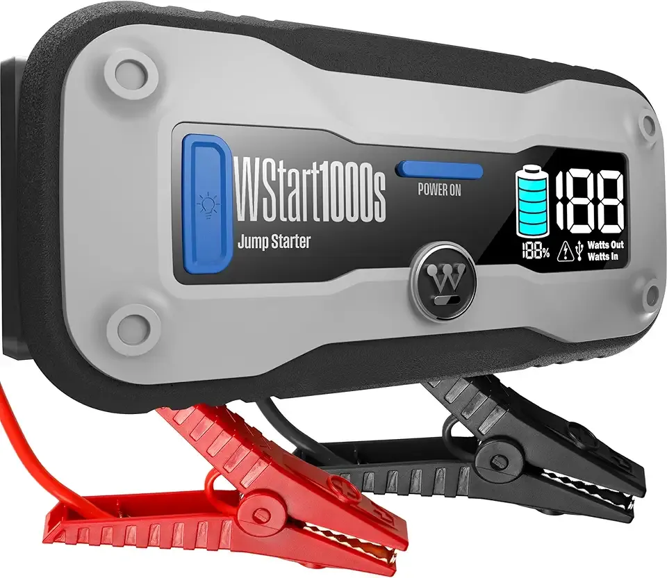 Westinghouse 1500A Portable Jump Starter - 12V Battery Jump Box for Up to 6.0L Gas & 3.0L Diesel Engines, USB Battery Power Bank, Bright LED Flashlight, IP65 Rated Waterproof Housing