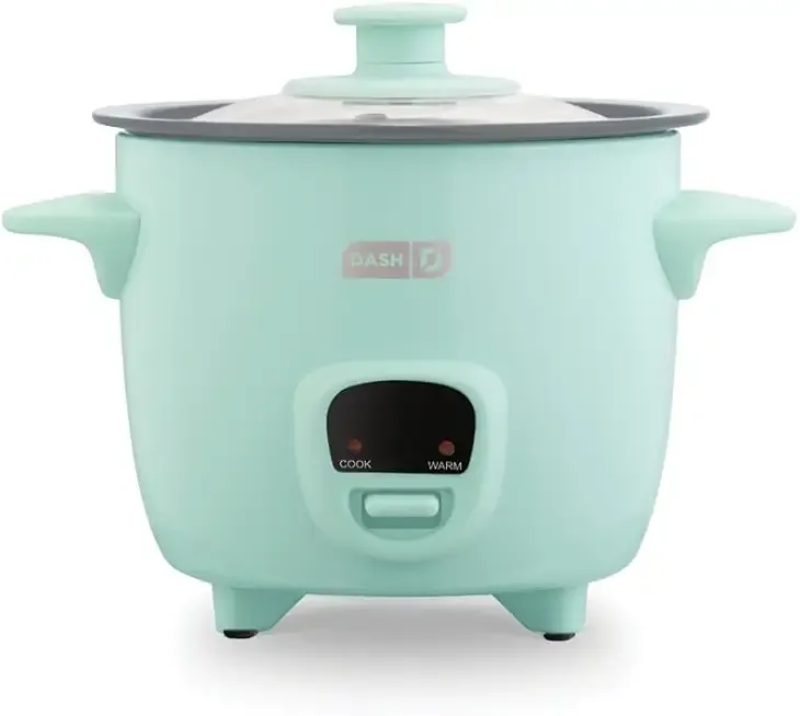 Dash Mini Ceramic Rice Cooker - Designed for Single-Serve Cooking - Compact Rice Cooker with Nonstick Removable Pot, Keep Warm Function & Easy-to-Clean Sleek Design - Aqua Ceramic