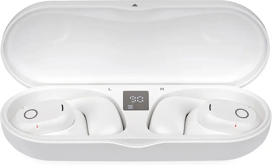 iLive Electronics 16mm Driver Clear Truly Wireless Open Ear Earbuds, White, IAEBTO34W