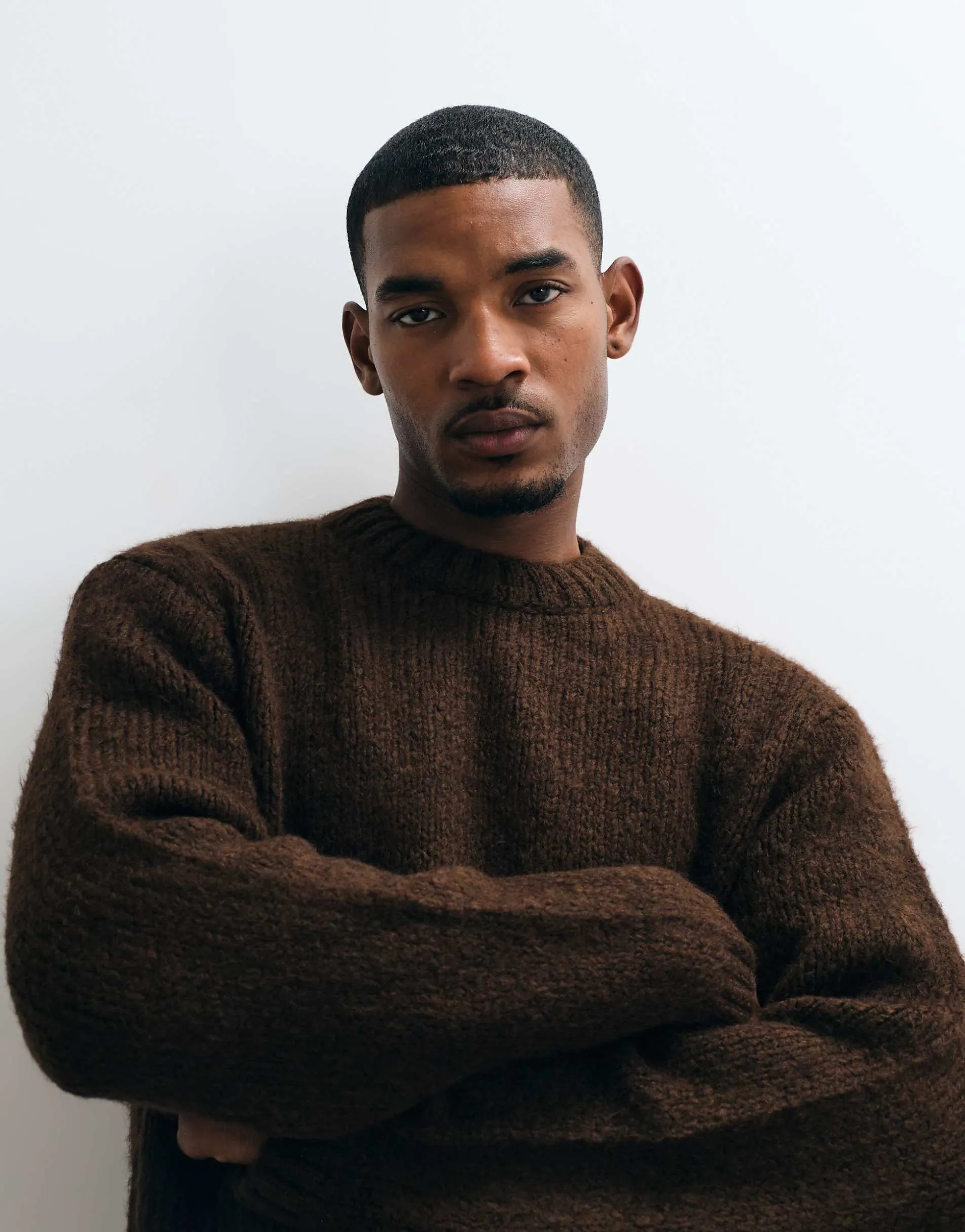 Jack & Jones oversized knit jumper in brown