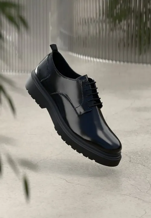 LEATHER - Pensko med snøring - black