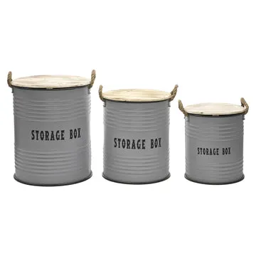 Set 3 Ceste Portabiancheria con Manici Grigio