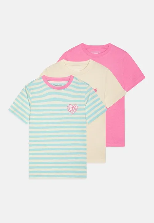 3 PACK - T-shirts med print - pink/off-white/light blue