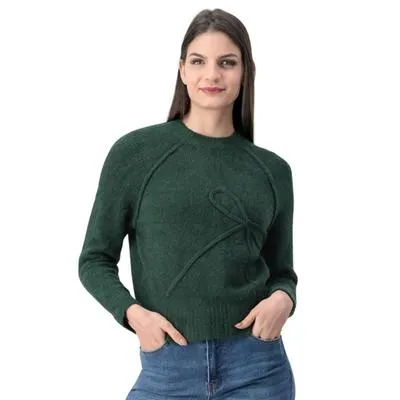 Suéter Mxstaza Mujer Cerrado con Detalle de Moño