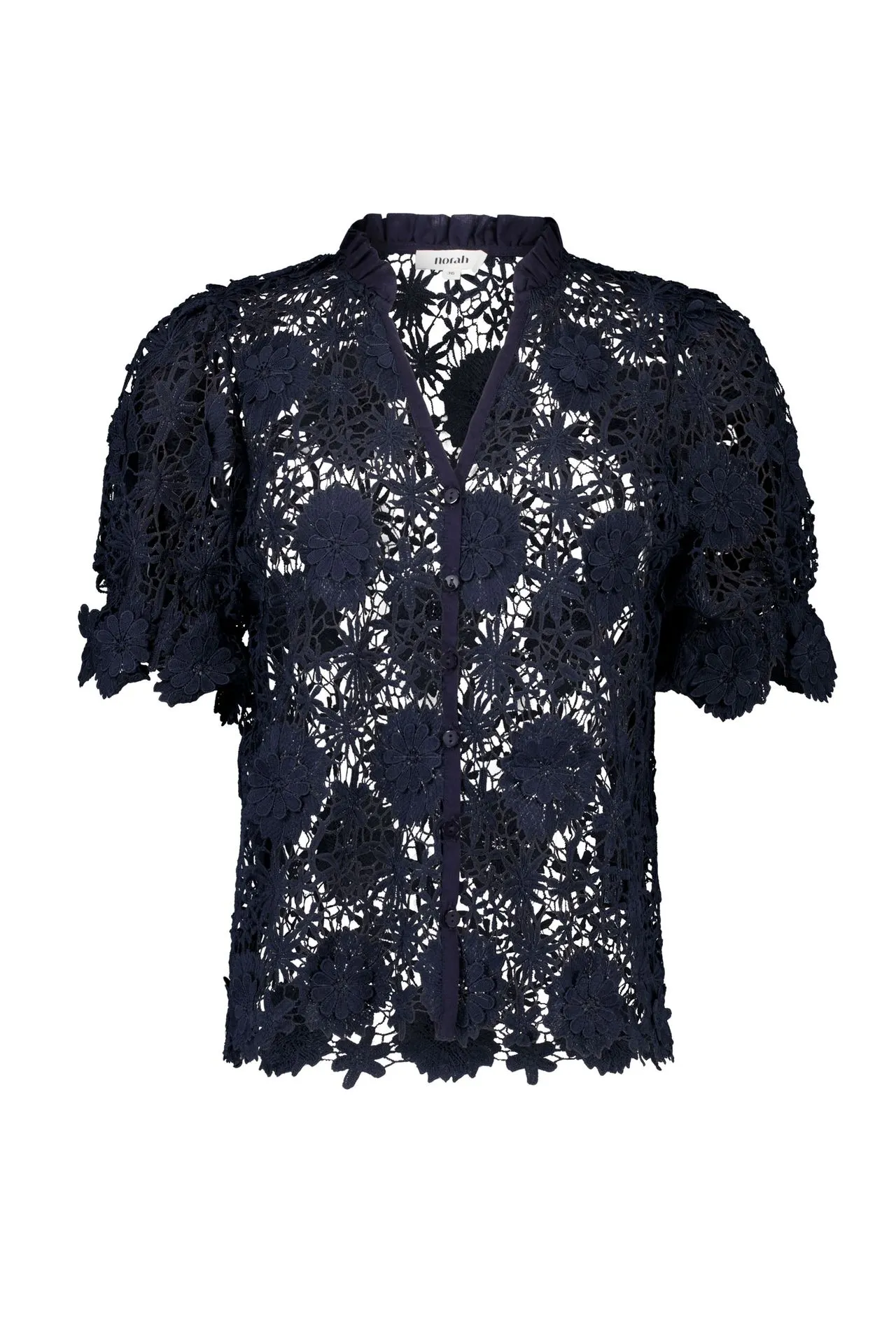 Donkerblauwe kanten blouse