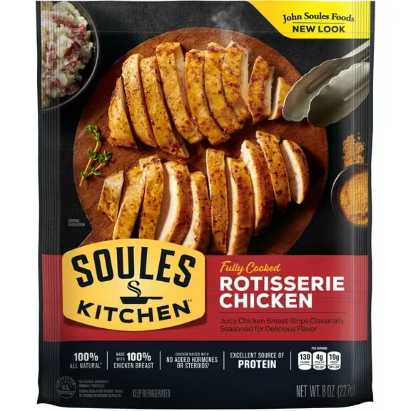Soules Kitchen Rotisserie Chicken, 8 oz, Refrigerated, 18g Protein per 3oz Serving