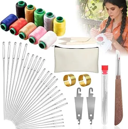 43Pcs Sewing Kit, Steel Sewing Needle Kit Christmas White Elephant Gifts for Adults Grandma Teen Girls Beginner Traveler Portable Sewing Supplies Accessories with Thread, Needles, Hand Sewing 43Pcs Sewing Kit, Steel Sewing Needle Kit Christmas White E…