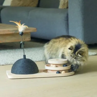 Designed by Lotte Tour de jeu en bois & balle à griffer Maia