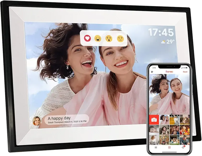 Frameo 10.1 Inch WiFi Digital Picture Frame, Photo Frame Electronic HD IPS Touch Screen 1280x800 32GB, Wall Mountable Smart Cloud Slideshow, Send Photos from Your Phone Anywhere, Gifts for Parents