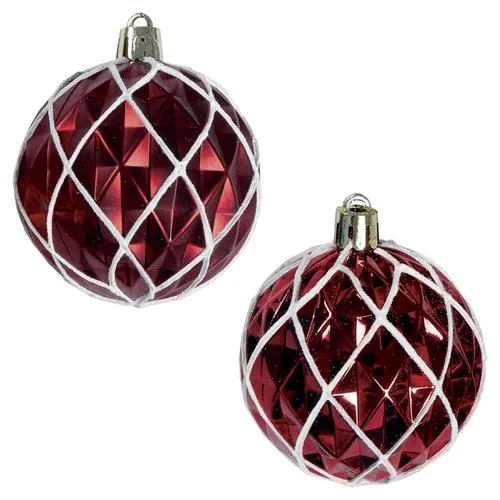 Enchanted Forest® 60mm Dark Red Patterned Shatterproof Ornaments - 6 Pack