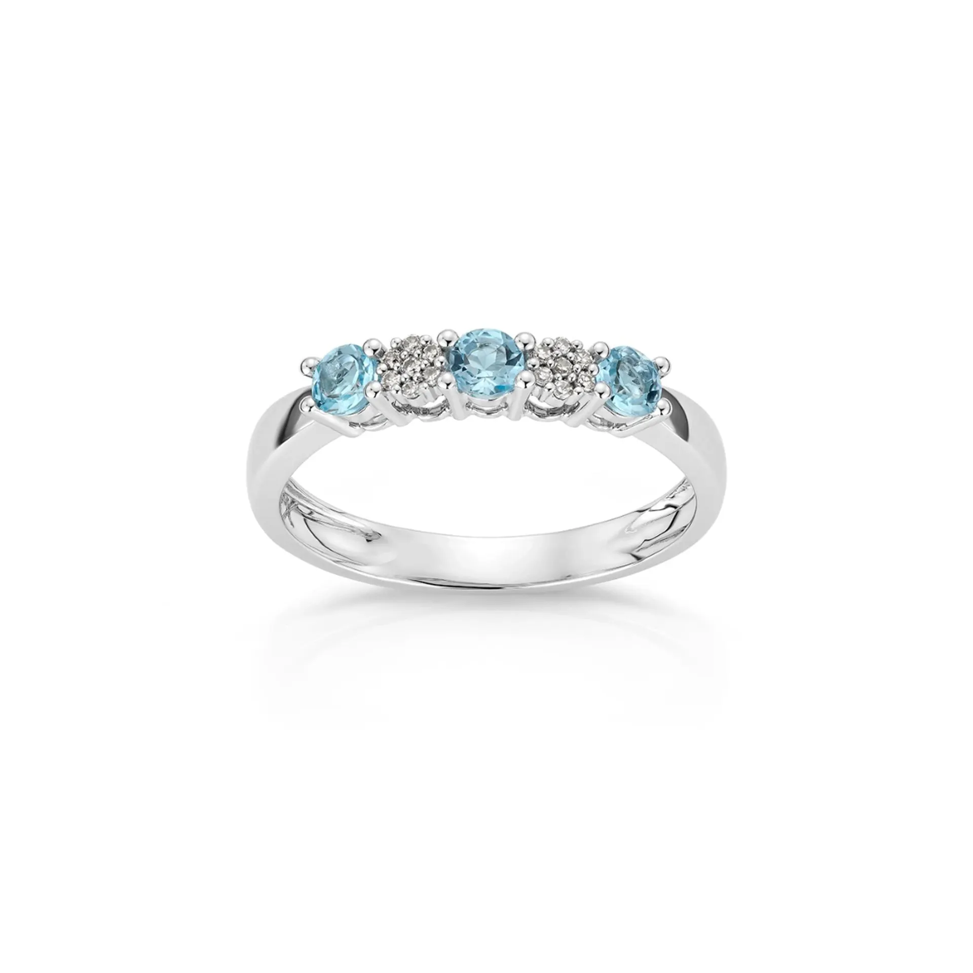 Sophie diamantring med topas i 375 hvitt gull 0,04 ct