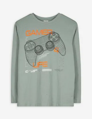 Maglia a manica lunga - Stampa frontale - grigio