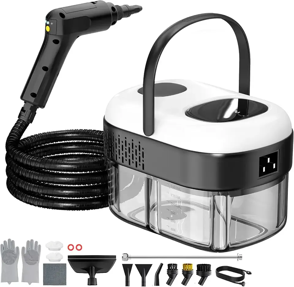 2500W High Pressure Steam Cleaner for Home Mutisurface | 3 Level Adjustable Handheld with 14PCS Accessories,Portable Steamer Cleaning for Car/Tile/Wall/Grout,1400mL,15s Fast Heat