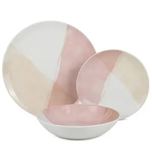 VAJILLA 18 PZS PORCELANA TONOS ROSA- Envio gratuito en Península