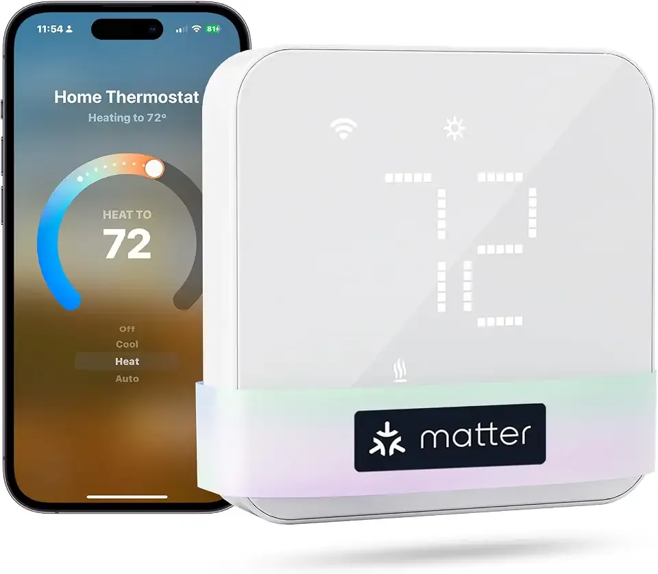 Matter Smart Thermostat for Home, Programmble WiFi Thermostat | Works with Alexa, Apple Home, Google Assistant, App & Voice Control, Energy Saving, for HVAC Systems, C-Wire Required