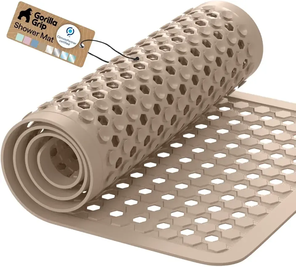GORILLA GRIP Bath Tub Shower Mat, Bathtub Floor Liner, 35x16 Beige