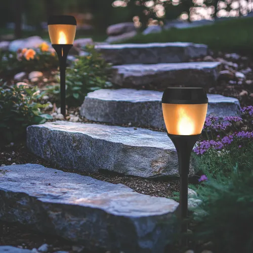 Foxflame™ Warm White Flicker Flame LED Solar Path Landscape Light