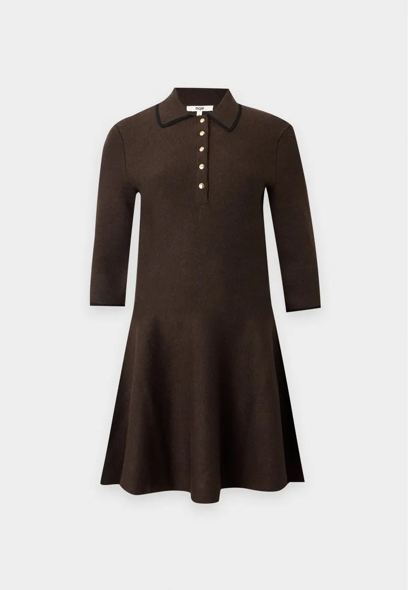 ROWELL - Strikket kjole - marron fonce