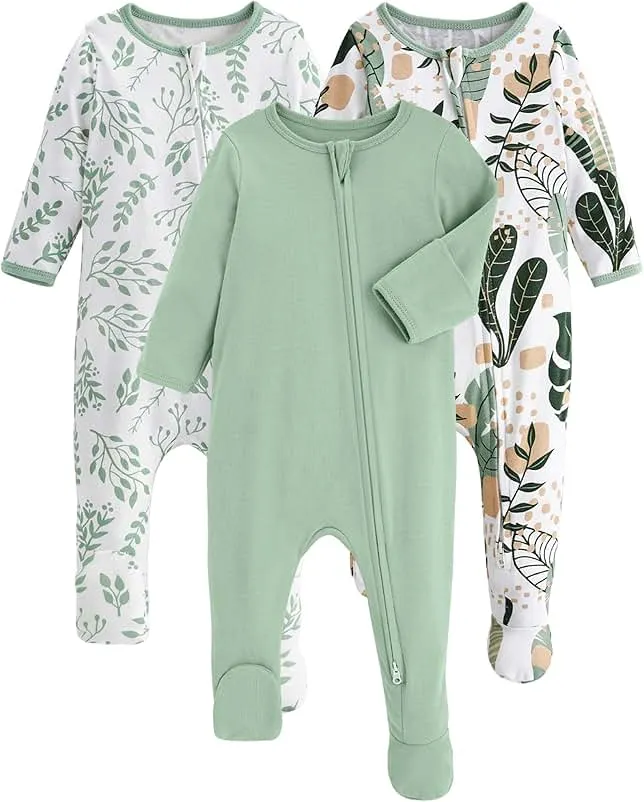 Yoofoss Baby Pajamas 100% Organic Cotton Newborn Sleepers Boy Girl Clothes | Two Way Zipper Footed Pjs for Newborn 0-3 3-6 6-9 12 18 24 M…