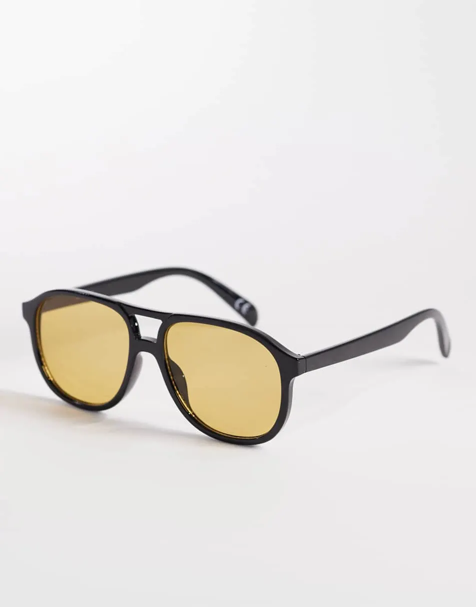 ASOS DESIGN aviator sunglasses with brown lens